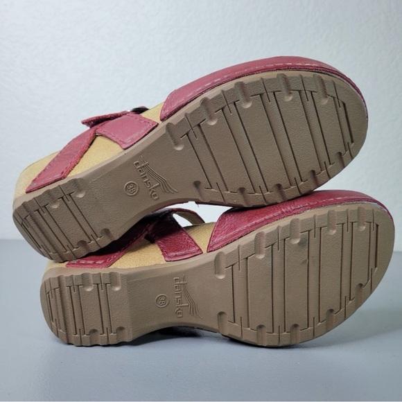 Dansko Tiffani Red Leather Mule Wedge Sandals - EU 38/US 7.5-8 - Picture 4 of 8